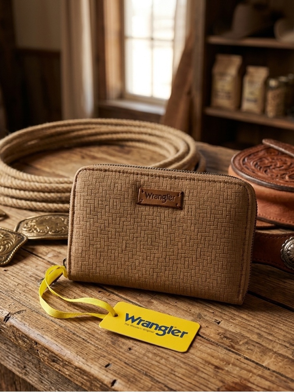 Wrangler Tan Zip-Around Women's Wallet Wristlet